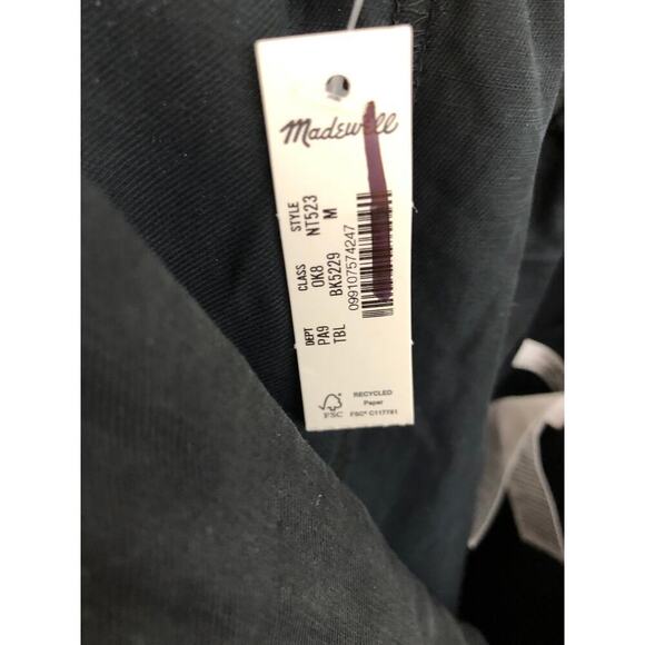 Madewell Pants Pull-On Straight Leg Drapey Twill Cotton True Black NWT Medium - Picture 6 of 9
